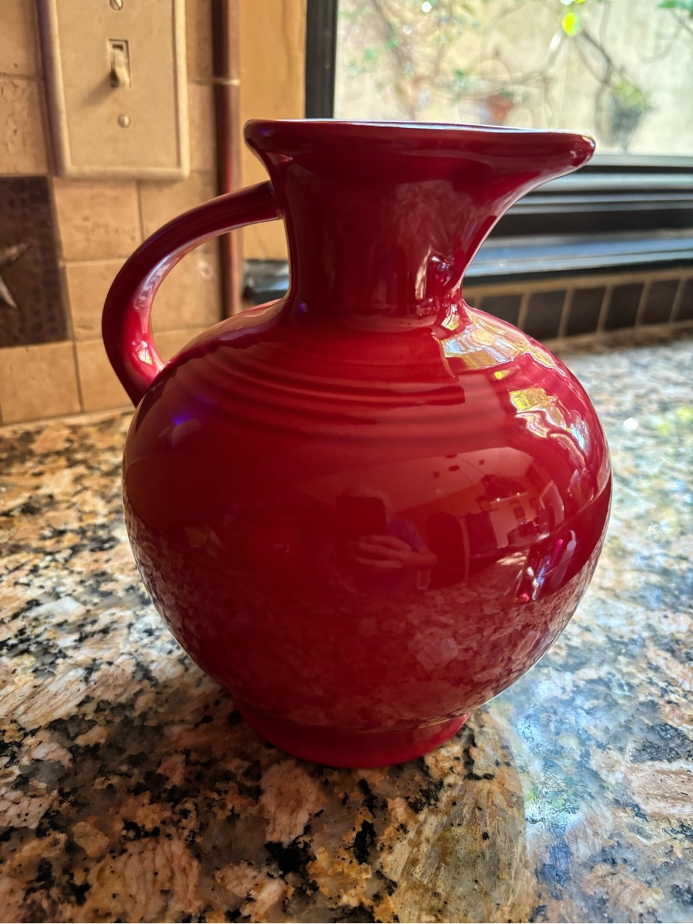 Fiesta Scarlet Red Ceramic Pitcher Vase -60 oz - Picture 3 of 4